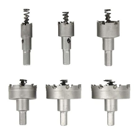 Hulsav til metal, sæt med 6 hårdmetalbor, rustfri stålhulsave, til aluminium, stål, jern, kobber, træ, 16