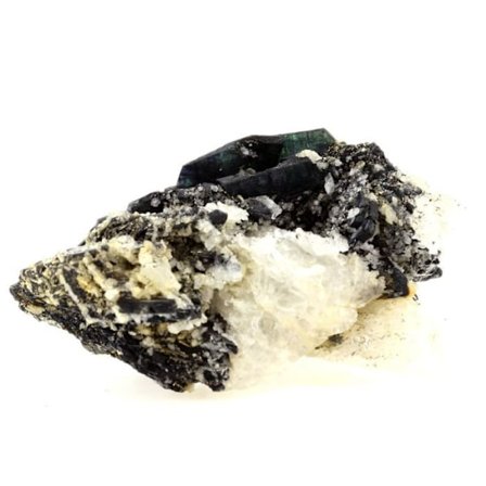Kivet ja mineraalit. Kvartsi + Vivianiitti. 1085,0 ct. Brasilia.