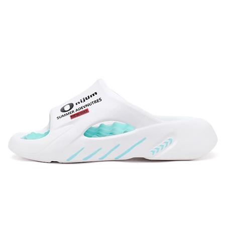 2024 Nya Män Massage Tofflor Slides Inomhus Utomhus Sandaler Strand Casual Skor Bekväma Mäns Tofflor Stora Storlek 38-43 77 JF700-White-Blue 40-41