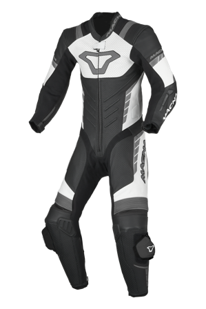 Combinezon Din Piele Moto Macna Varshall Junior Tineret negru/alb 134