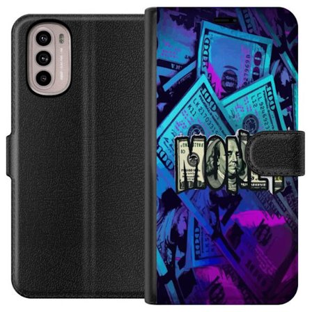 Motorola Moto G41 Lommeboketui Money motiv dollar sedler blå og lilla fargetema med stort money tema perfekt for luksus økonomi og grafisk design