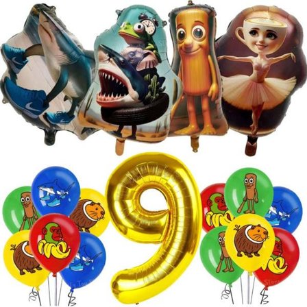 Italiensk Brainrot Tung Tung Sahur Tralalo Barnebursdagsfest Tilbehør Ballong Servise Kopp Tallerken Banner Leketøy Gave Dekorationsse