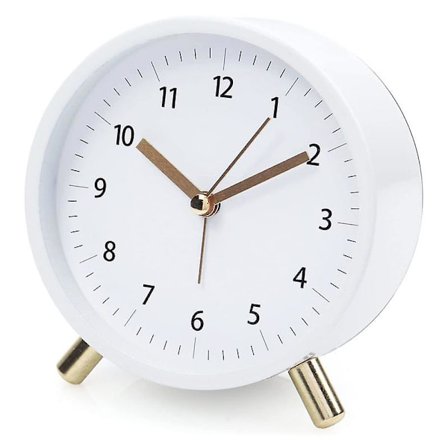 Väggklocka Analog väckarklocka för sovrum Batteridriven rund klocka med bakgrundsbelysning