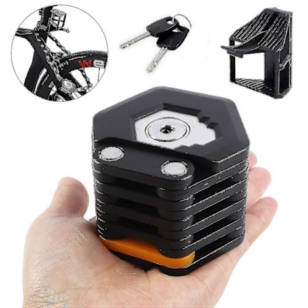 Cykellås Folde Lås Høj Sikkerhed Håndtag Hærdet Stål Cykellås 83cm