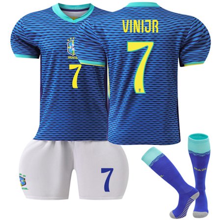 24-25 Brasil Borte Barn Fotballdrakter Sett Fotballklær Nr 7 Vinicius VINI JR_yu