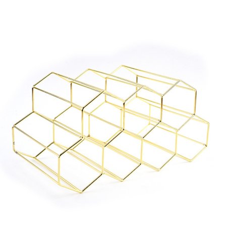 Guld Metal Vinreol, Bordplade Vinreol, 9 Flaske Bordplade Vinholder til Opbevaring