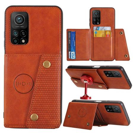 Xiaomi Mi 10t Pro - Skal Med Korthållare Ljusbrun