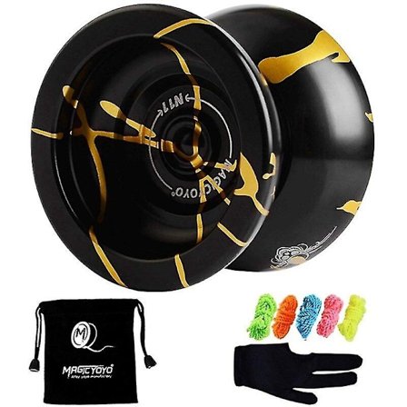Magicyoyo N11 Legering Aluminium Professionel Yoyo Uresponsiv Yoyo Bold (sort Guld) Taske, Handske 5 Strenge
