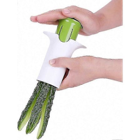 Vihannesleikkuri kurkulle, porkkanalle, mansikalle, viipaloija, jakaja, suikaleleikkuri, terälehtileikkuri (valkoinen)