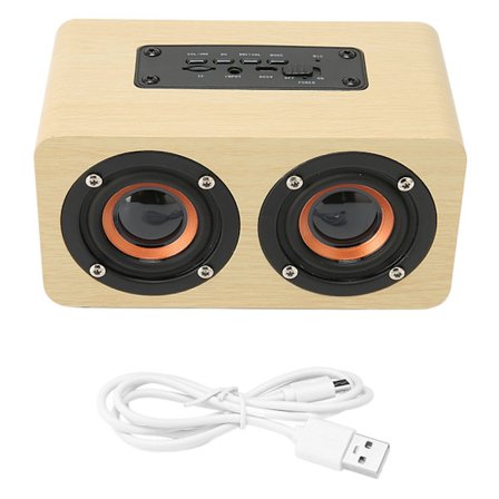 Retro Bluetooth-kaiutin, sisäänrakennettu mikrofoni, kannettava langaton kaiutin, tukee muistikorttia, USB AUX MP3, keltainen puukuvio