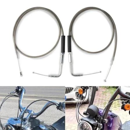 Gass- og tomgangskabelsett i rustfritt stål passer Harley Davidson 42 56579-02A-WELLNGS