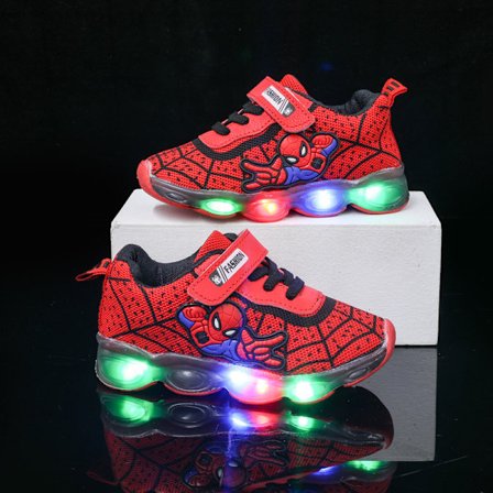 Spiderman LED Sneakers Børns Glitter Sneakers Skridsikre Bløde Sål