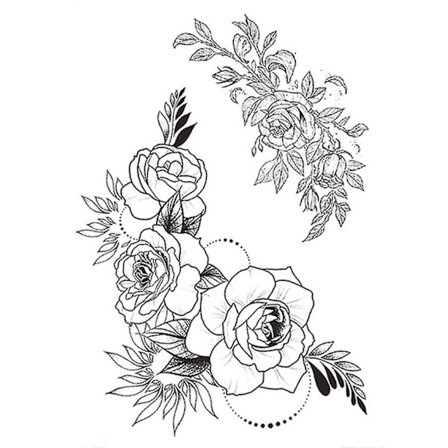 Fashion Tattoo Sticker Temporary Black Roses Design Full Flower Arm Big Fake Tattoo Sticker Body Art Decal Qinhai