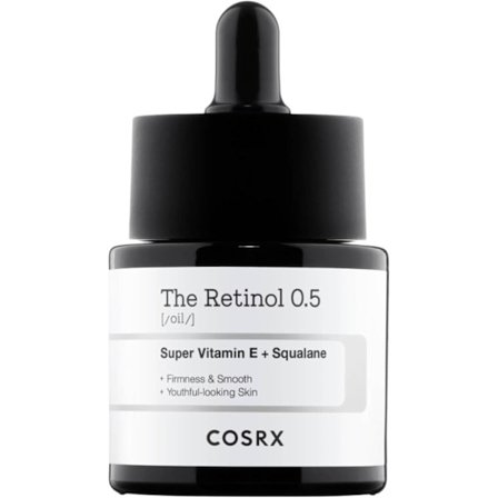COSRX Retinol 0.5% Kasvoöljy, korealainen ikääntymistä ehkäisevä kasvoöljy, joka sisältää korkean pitoisuuden retinolia.