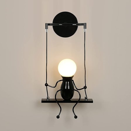 Innendørs vegglampe, kreativ humanoid sving vegglampe,