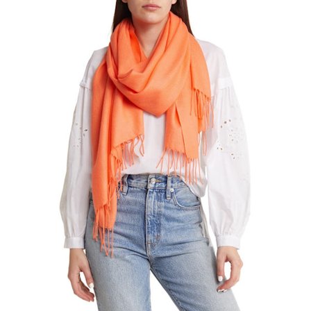 Lys oransje sjal - Imitert kashmirsjal