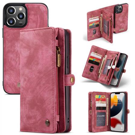CaseMe Multi-Slot 2 i 1 Plånboksfodral iPhone 13 Pro Punainen