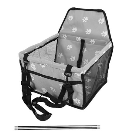 Tvättbar Björntass Husdjursbur Transport Säkerhetssäte med Stödstång Grå