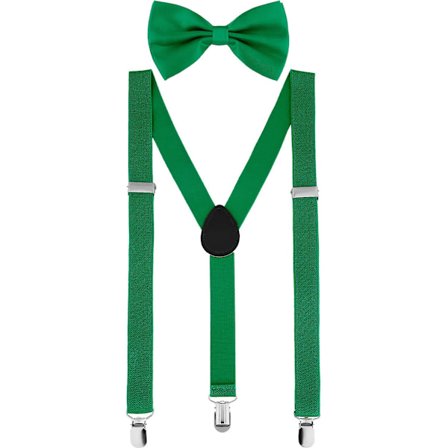 Suspender Slips med Sløjfe - Klips på Y-form Justerbare Seler, 80'er Suspenders Skulderstropper Til St. Patrick's Day Cosplay Fest