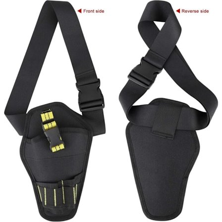 Verktøybelte, verktøyhylsterbelte med justerbart belte og åpne løkker for oppbevaring av verktøy og drill