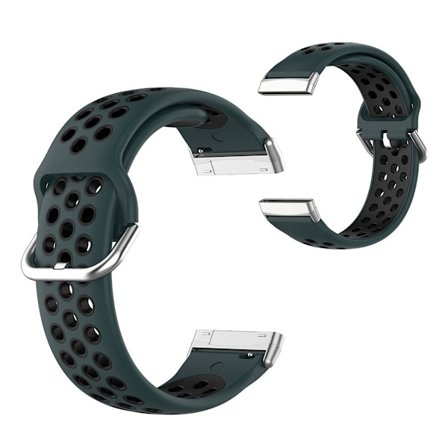 Fitbit Sense / Versa two-tone silicone watch band - Olive Green / Black