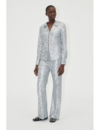 STINE GOYA Double Collar Shirt, 2260 Sequins - Silver - S
