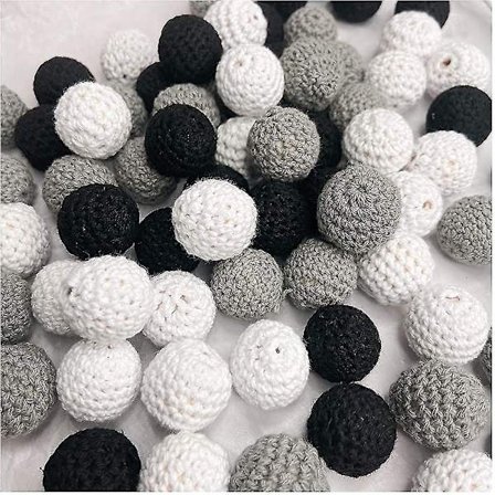 Hæklet Perler Lavet Af Træ Bomuld 20 Mm 50-Stykke Blandet Farve Til Diy Sygepleje