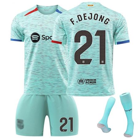 Herre/Barn 2024 Ny Fotball Aktivtøy FCB #21 F.DEJONG Fotballdrakter Mote Sports T-skjorte Grønn 26 No.21