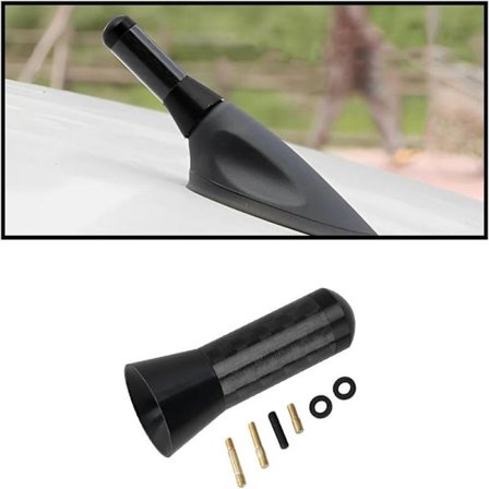 (Sort) Kort bilantenne, universel forstærket bilradio kort antenne, bilstereo FM AM antenneerstatning til alle biler