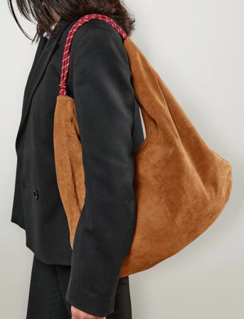 Ceannis Fake Suede Tote Bag - Orange - 45X5X32CM