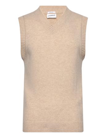Lambswool Slipover Knit Knitwear Knitted Vests Creme Lindbergh*Betinget Tilbud