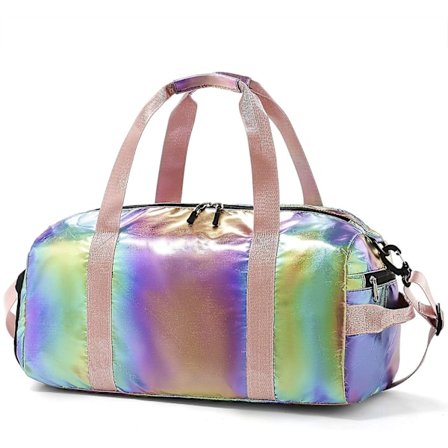 Gym Duffel Bag för kvinnor, Övernattning lättviktig hopfällbar Weekender Resväska Sport Atletisk Vattentät Torr Våt Skofack