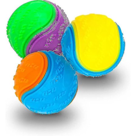 3 stk Squeaky Dog Ball, Scooby Doo Dog Ball Toy Tenner Rengjøring Valp Interaktiv Tygge Holdbart Leke