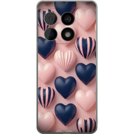 Yhteensopiva Puhelinkuori OnePlus 10 Pro Pehmeät kolmiulotteiset sydämet vaaleanpunaisessa ja merensinisessä sävyssä romanttisessa kuosissa