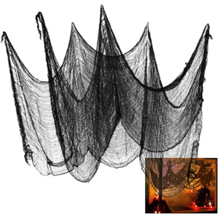 Uhæggelige sorte fløjlsguirlander til udendørs eller indendørs Halloween-pynt [D]