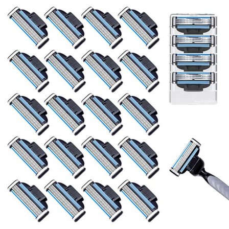 Miesten partaterät, 24 terää per pakkaus, sopivat märkäajoon, turvahöylät, parta- ja vartalokarvoille, vaihdettavat terät, Mach3-partaterät.
