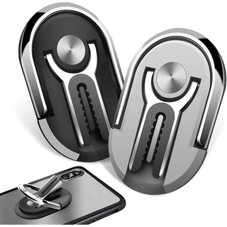 Pieces Auton Puhelinteline, Monitoiminen 360° Kiertävä Puhelinrengasteline, Käytettävissä Auton Ilmaventtiiliin (Musta + Hopea)