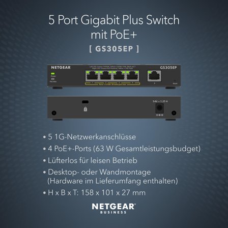 Netgear Plus GS305EP - switch - 5 porter - smart