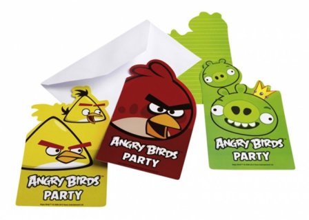 Inbjudningskort Angry Birds 3 motiv, 6-pack - Kalaslagret.se