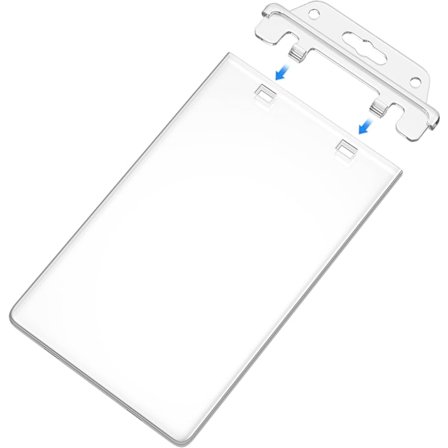 2-pack Klar ID-brickhållare för nyckelband, Hårdplast ID-korthållare, Permanent låsning, Vertikal, Kraftig