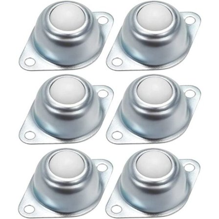 6 st självhäftande universalhjul utan hål, bollhjul lämpliga för sängbord, papperskorg, förvaringslåda (skruvtyp)