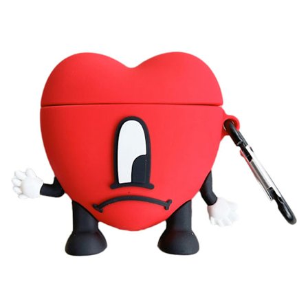 Silikonfodral för hörlurar, söt tecknad film, trådlöst Bluetooth-hörlurar, skyddsfodral med karbinhake, svart, rött, för IOS-hörlurar PRO 2:a 