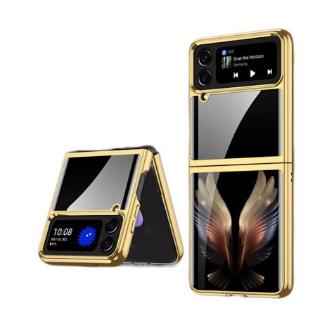 Mobilfodral för Samsung Z Flip 4, Ultratunt Härdat Glas Telefonfodral Skyddande Omslag Fashion Elektropläterad PC Bakre Omslag