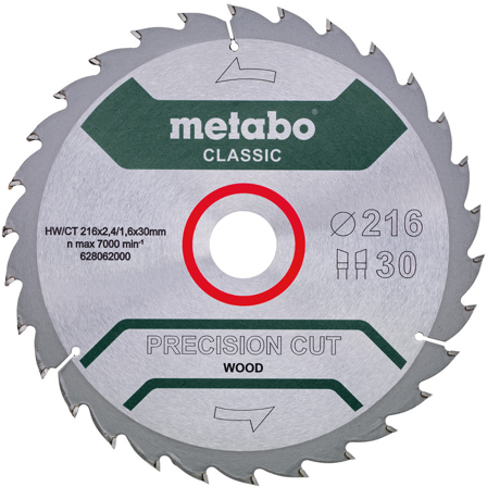 Metabo 628062000 Sagklinge 216 x 30 mm, 30T, Maskintilbehør & forbruk