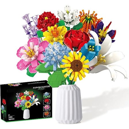 1006PCS Blombukett Byggsats Leksak Byggkloss Set (2023 Nya Klossar) 12 Olika Blommor Inkluderar Lilja, Ros, Michelia, Kamelia