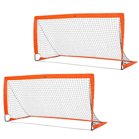 Fotbollsmål, fotbollsnät, set med 2 minimål, hopfällbar, metall, Oxford-tyg, för barn, utomhus, orange, 183 x 90 x 90 cm