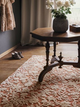 Small Decora Rug - Pink 140X200 Wool, Classic Style