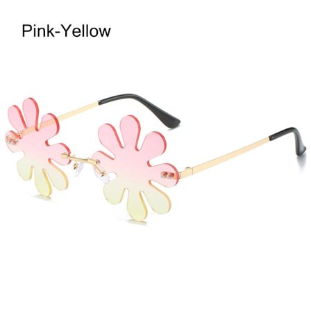 Flower Shape Solglasögon Flower Lens Rimless Fashion Solglasögon