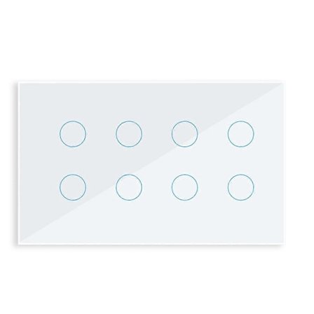 WIFI Smart Touch Lys Bryter Veggbryter Glasspanel 8 Gang Tuya Smart Life for Alexa Home Wh