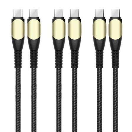 3x 60W hurtigt USB-C til USB-C kabel til Xiaomi Redmi 9 9A 9C 9T 10A 10C 11A - Sort flettet nylon 1M